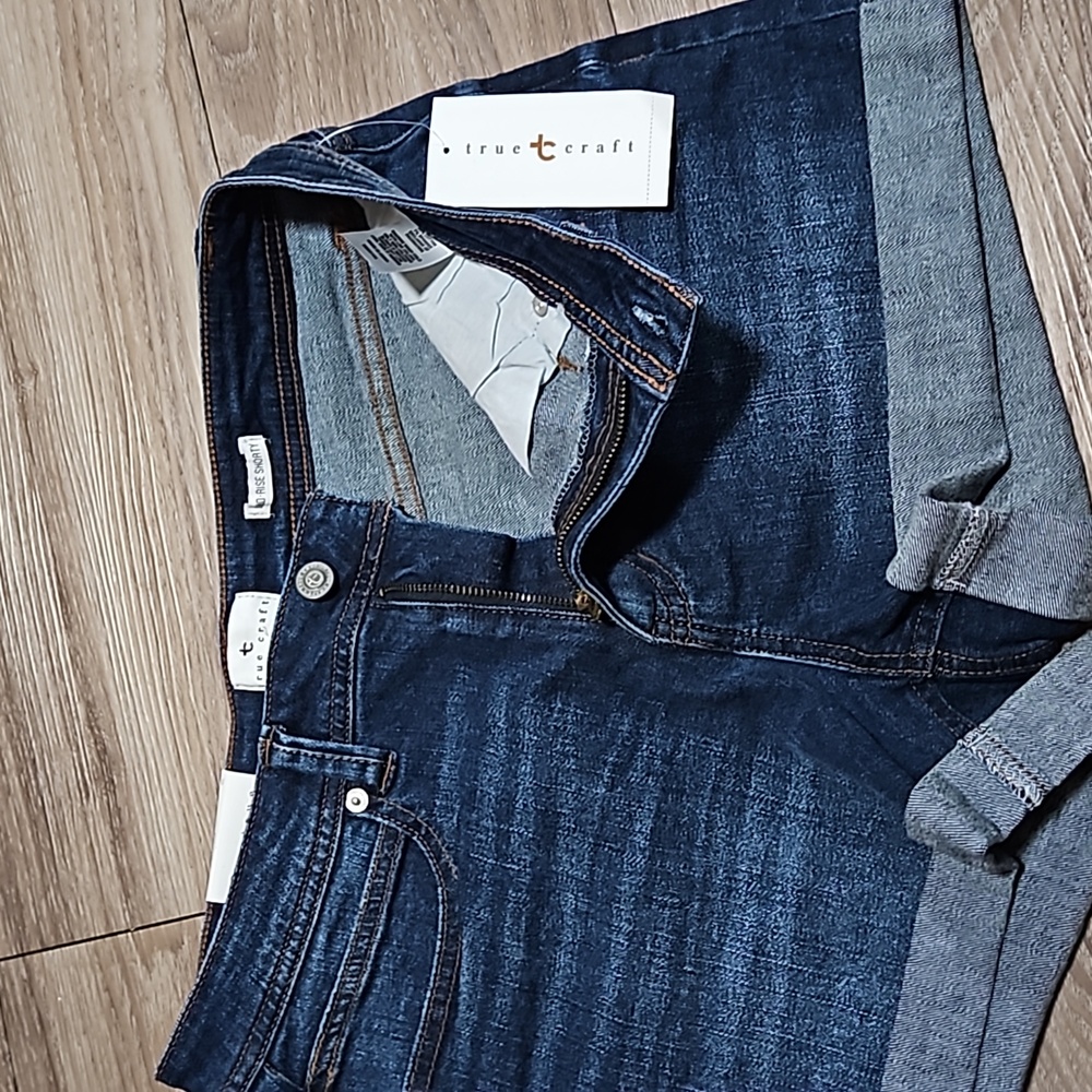 true craft Denim Mid-Rise Shorty Stretch Blue Jean Shorts 3" Inseam Women's 10 - Picture 8 of 16